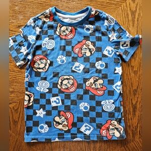 Kids sz 7 Mario‎ Brothers Nintendo Blue Red Short Sleeve Tee Video Gamer Spring